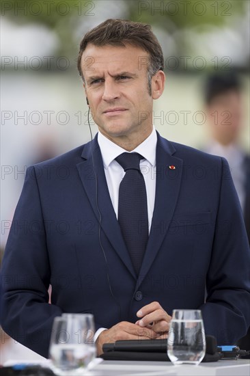 Emmanuel Macron (President of the French Republic) at the stage talk in the dialogue forum at