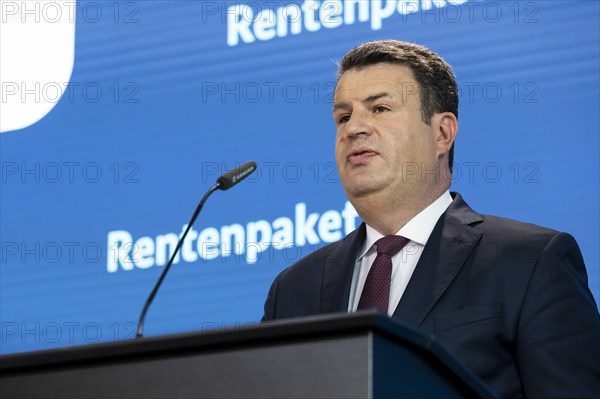 Hubertus Heil (SPD), Federal Minister of Labour and Social Affairs, recorded as part of a press