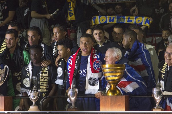 Football match, captain Kylian MBAPPE' Paris St Germain, celebrating the French championship in the