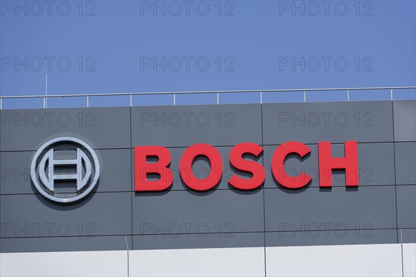 Logo of Robert Bosch GmbH on the facade of a building, Waiblingen, Baden-Wuerttemberg, Germany,