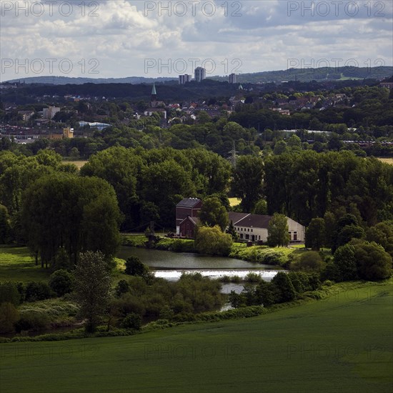 View of the Ruhr valley with the Volmarstein community waterworks, Wetter (Ruhr), Ruhr area, North