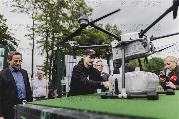 Covering of the delivery drone, taken during the opening ceremony of the drone delivery service