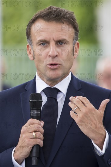 Emmanuel Macron (President of the French Republic) at the stage talk in the dialogue forum at