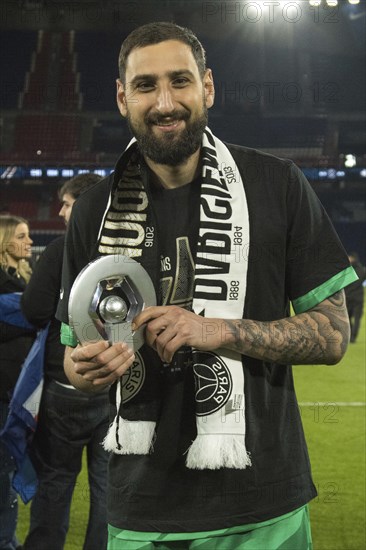 Football match, goalkeeper Gianluigi DONNARUMMA Paris St Germain celebrates the French championship