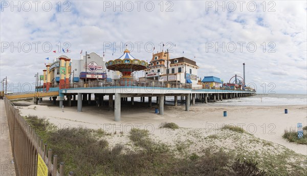 Galveston Island Historic Pleasure Pier amusement park on the Texas Gulf Coast at Galveston, Texas,