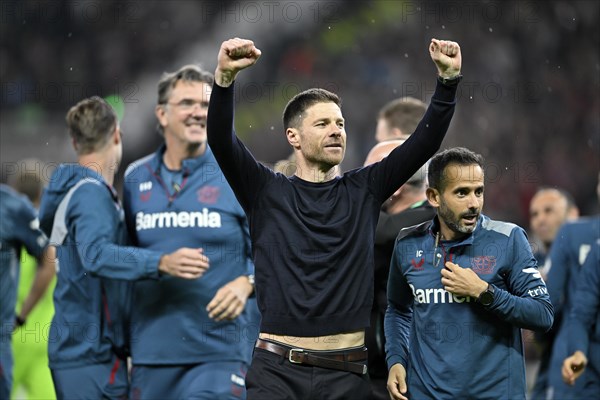Cheering, joy, coach Xabi Alonso Bayer 04 Leverkusen, gesture, gesture, 81st DFB Cup Final 2024,