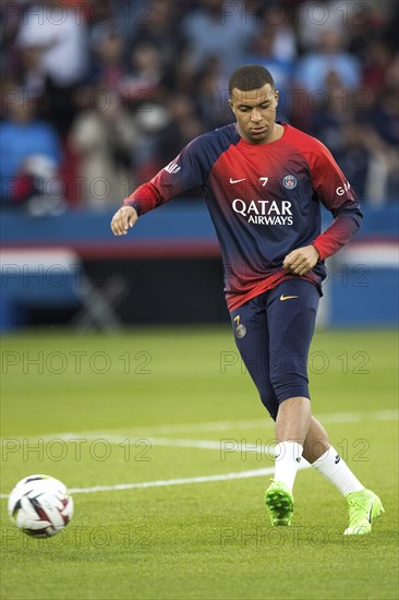 Football match, captain Kylian Mbappe' Paris St Germain has just scored 1-0 for Paris St Germain,