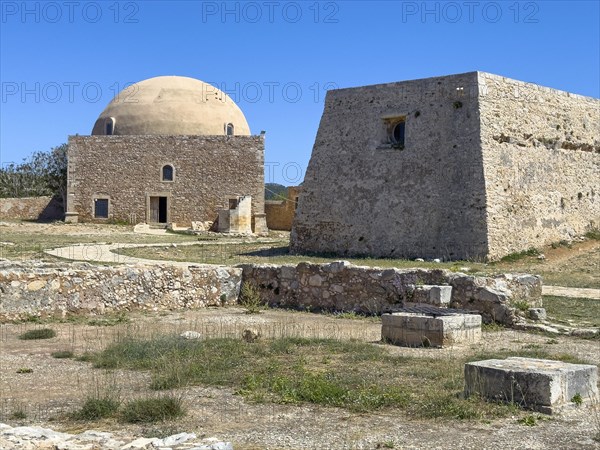 To the right of domed building ruins of former Sultan Ibrahim Mosque part of historic residence of