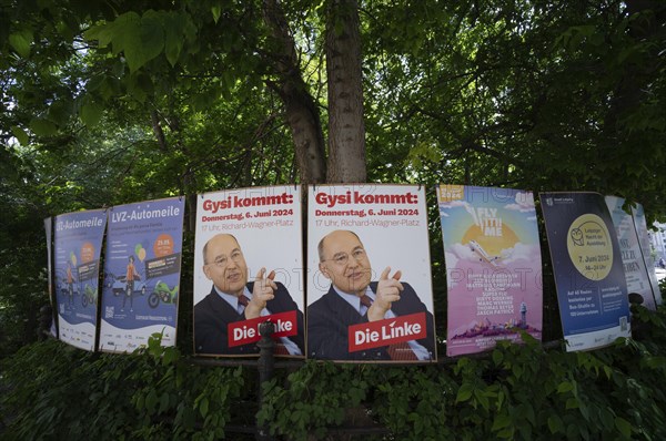 Election poster, Die Linke, Gregor Gysi is coming, European elections 2024, Leipzig, Saxony,