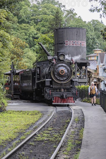 Dollywood Express steam locomotive carries guests throughout the Dollywood amusement park in Pigeon