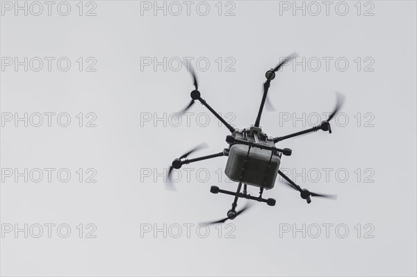 Delivery drone, photographed as part of the official opening of the drone delivery service