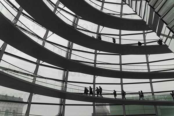 The dome of the Reichstag in Berlin. The architect Sir Norman Foster designed the steel and glass