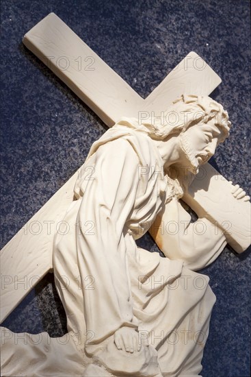 Religious symbols on the graves in a cemetery in Chiclana, Andalusia, Spain, Europe