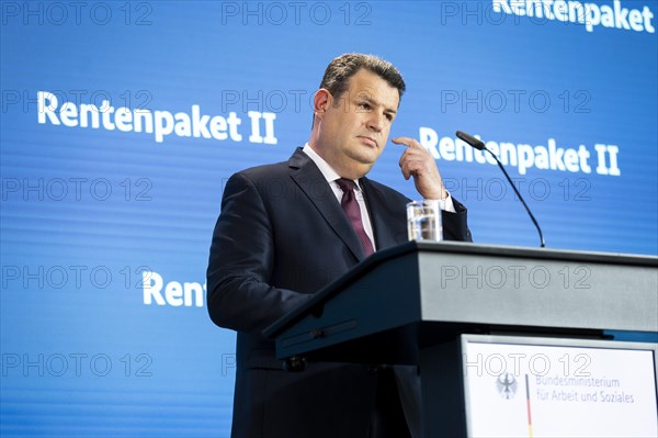 Hubertus Heil (SPD), Federal Minister of Labour and Social Affairs, recorded as part of a press
