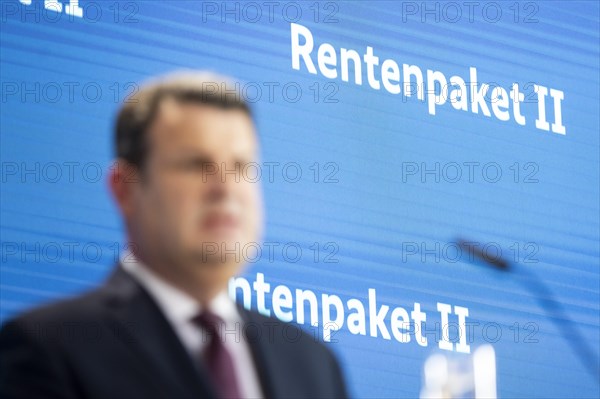Hubertus Heil (SPD), Federal Minister of Labour and Social Affairs, recorded as part of a press