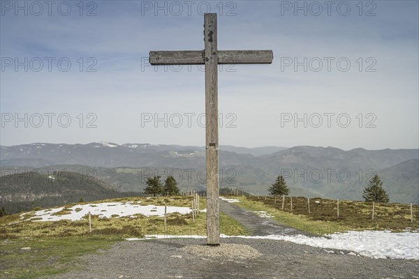 Summit cross, Belchen, Black Forest, Baden-Wuerttemberg, Germany, Europe