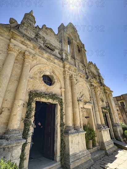 View upwards to facade of church Monastery Church Transfiguration Church dedicated to Saints