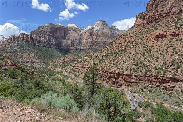 Zion Park Boulevard running through Zion Canyon along the Zion Park Boulevard in Zion National