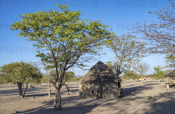 Mud house in a Hakaona village near Opuwo, Kunene, Namibia, Africa
