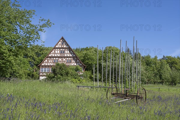 Traditionally built, old half-timbered house, Gasthaus Ochsen, open-air museum Neuhausen ob Eck,