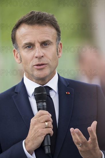 Emmanuel Macron (President of the French Republic) at the stage talk in the dialogue forum at