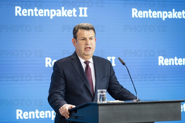 Hubertus Heil (SPD), Federal Minister of Labour and Social Affairs, recorded as part of a press