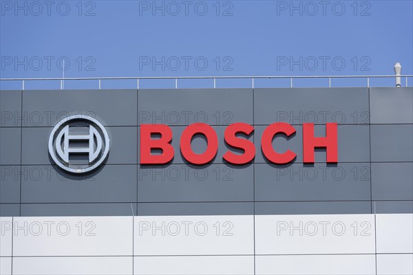 Logo of Robert Bosch GmbH on the facade of a building, Waiblingen, Baden-Wuerttemberg, Germany,