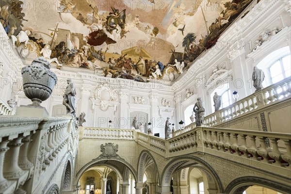 Staircase, fresco, ceiling painting by Tiepolo, Wuerzburg Residence, UNESCO World Heritage Site,