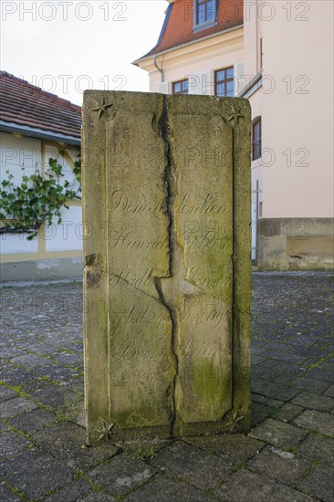 Gravestone, memorial stone, commemorates the murder of Johann Heinrich Rieber, Boennigheim town