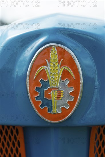 Fordson Major tractor, company logo on light blue painted bonnet, Offenbach, Dreieich, Hesse,