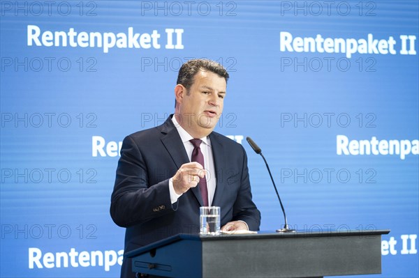 Hubertus Heil (SPD), Federal Minister of Labour and Social Affairs, recorded as part of a press
