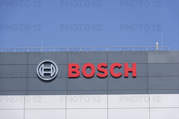 Logo of Robert Bosch GmbH on the facade of a building, Waiblingen, Baden-Wuerttemberg, Germany,