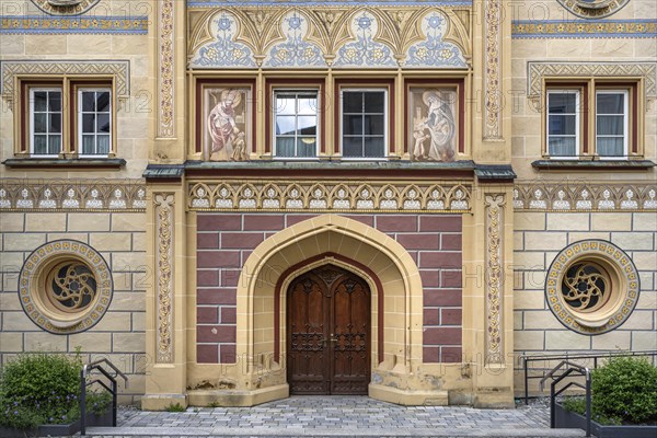 Detailed view of the Heilig-Geist-Spital in the historic old town of Bad forest lake, Upper Swabia,