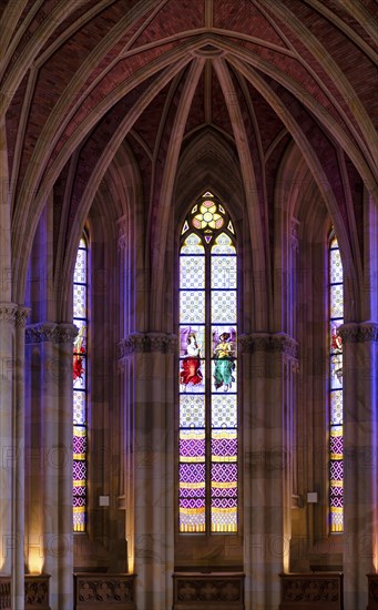 Interior view, stained glass window, choir, Friedrichswerder Church, architect Karl Friedrich
