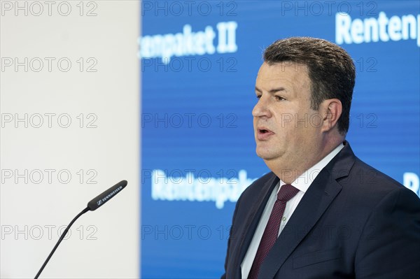 Hubertus Heil (SPD), Federal Minister of Labour and Social Affairs, recorded as part of a press