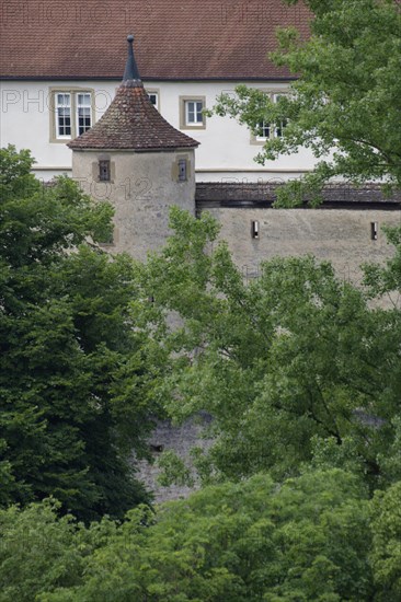 Tower on the Comburg, monastery, battlements, Benedictine monastery, church tower, Way of St James,
