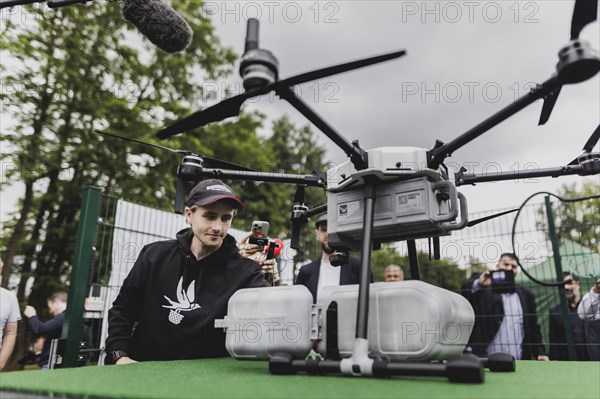 Covering of the delivery drone, taken during the opening ceremony of the drone delivery service
