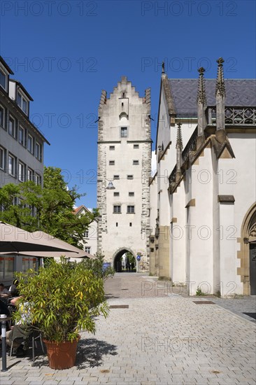 The Frauentor, historic town gate in the historic town centre of Ravensburg, Ravensburg district,