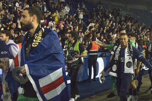 Football match, captain Kylian MBAPPE' Paris St. Germain proudly after the award ceremony with his