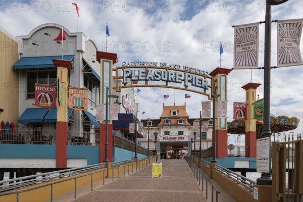 Galveston Island Historic Pleasure Pier amusement park on the Texas Gulf Coast at Galveston, Texas,