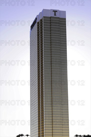 Las Vegas, Nevada, USA, North America, Skyscraper of the Trump Hotel in Las Vegas at sunset,