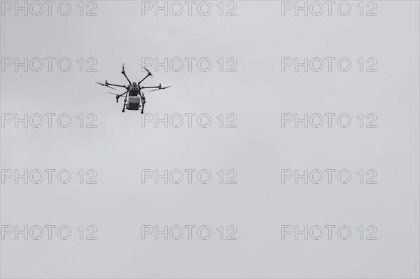 Delivery drone, photographed as part of the official opening of the drone delivery service