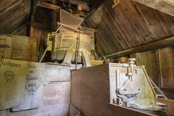 An old, fully functional flour mill, house mill, built in 1767, original location: Peterzell in the