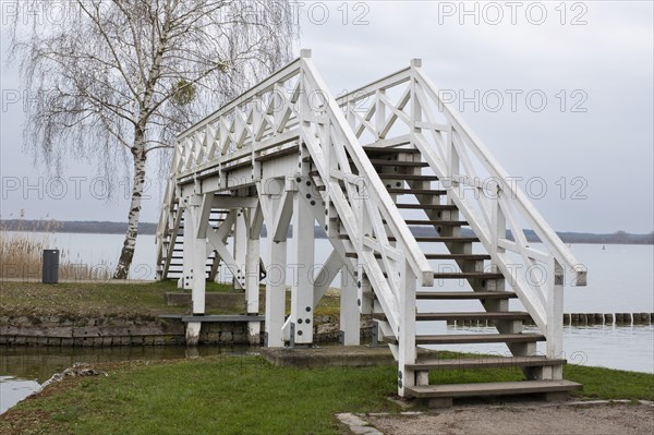 White Bridge, pedestrian bridge, Zierker See, Neustrelitz, Mecklenburg-Vorpommern, Germany, Europe