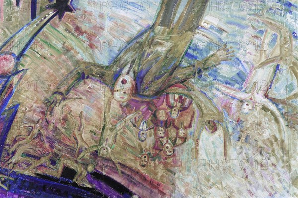 Graffiti on the Berlin Wall in the East Side Gallery, Berlin, Germany, Europe, Abstract graffiti