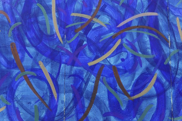 Graffiti on the Berlin Wall in the East Side Gallery, Berlin, Germany, Europe, Abstract artwork