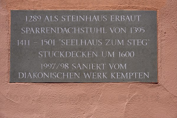 Information board at the Muehlberg ensemble is a heritage-protected group of late medieval houses,