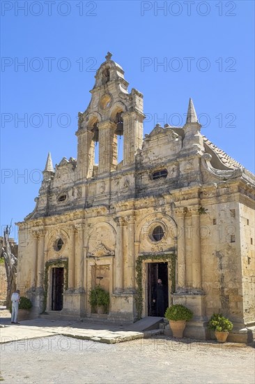 Facade with two doors Tor tor portals bells of two-aisled church built 1587 to 1600 in Arkadi