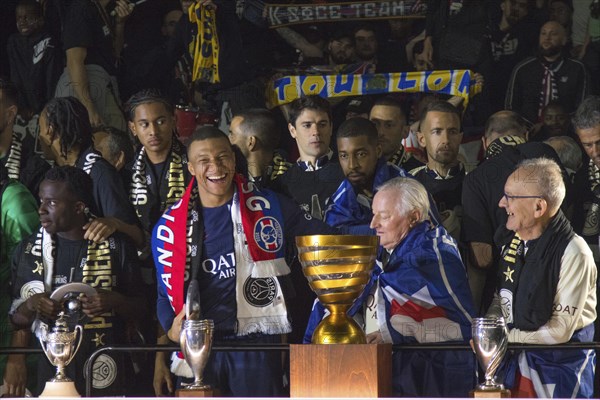 Football match, captain Kylian MBAPPE' Paris St Germain, celebrating the French championship in the