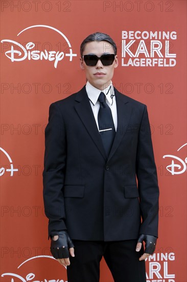 Karl Lagerfeld doppelganger at the German premiere of Becoming Karl Lagerfeld at the Zoo Palast